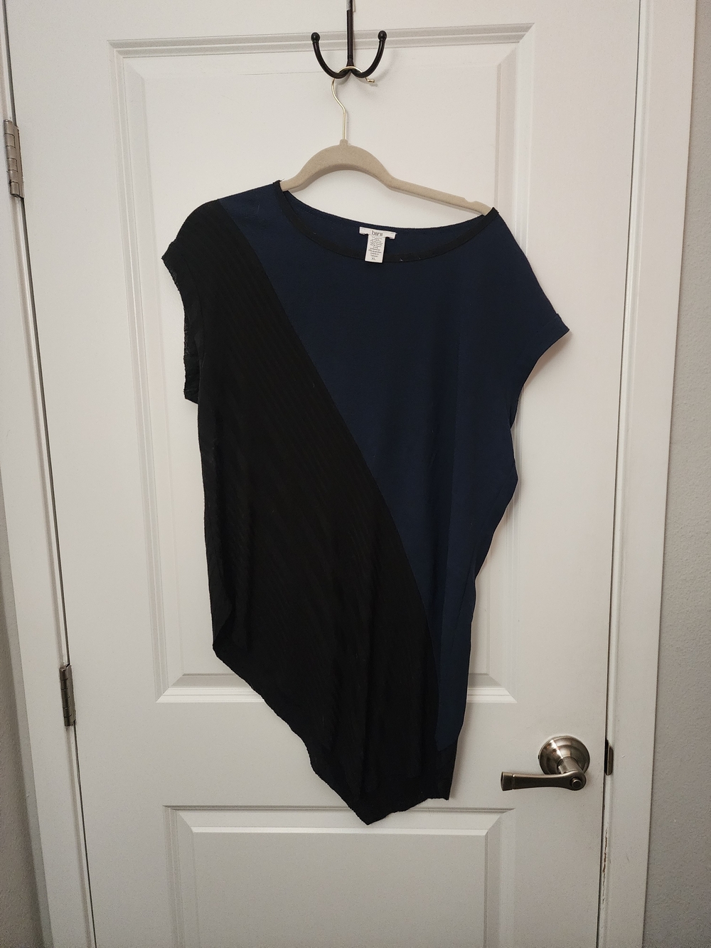 5/$30 Bar III Navy and Black Asymmetrical Cap-Sleeve Dress